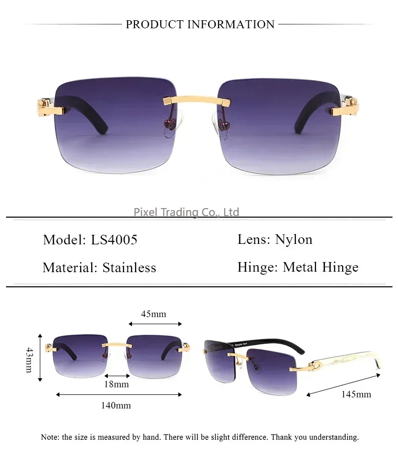 Sunglasses Uv400 - Marke Carter SCHWARZ WEISS Büffelhorn-Sonnenbrille Randlos