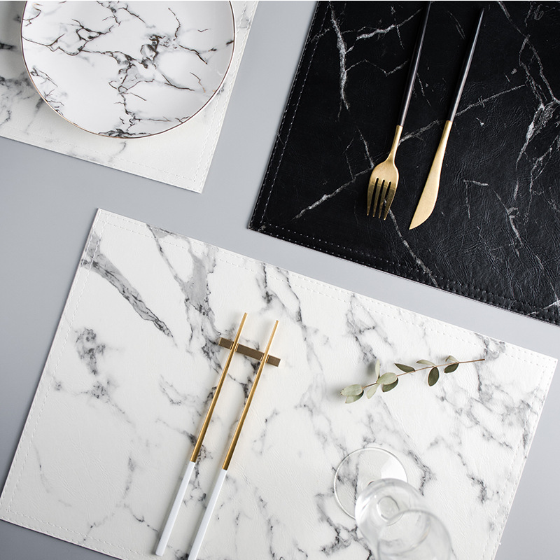 Marble Coaster Set - Luxus-PU-Wärmedämmung-Geschirr-Pad, rutsch fester Platz, Marmor untersetzer,