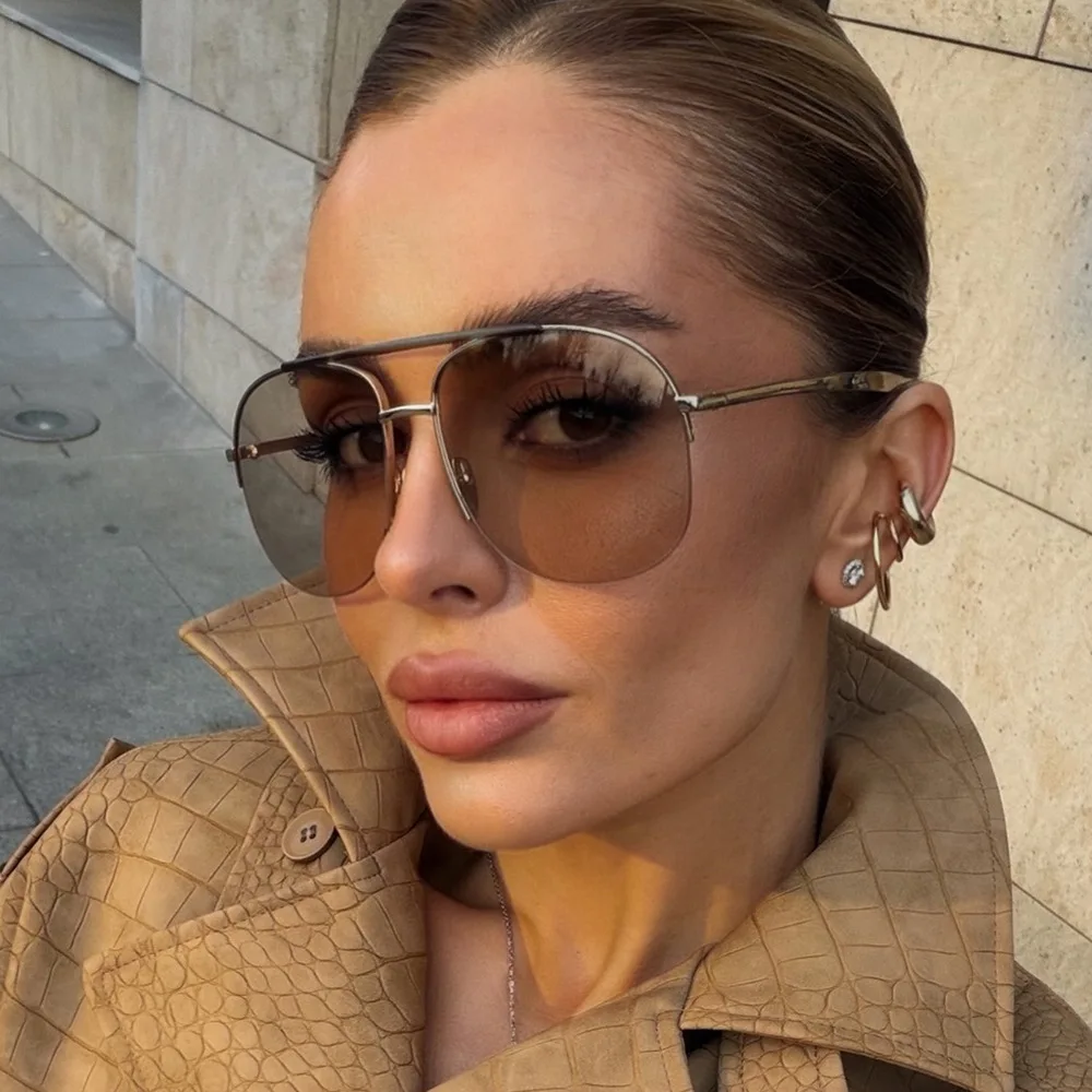 Sunglasses Uv400 - Unisex Oversized Piloten-Sonnenbrille mit hochwertigen Farbverlaufsgläsern,