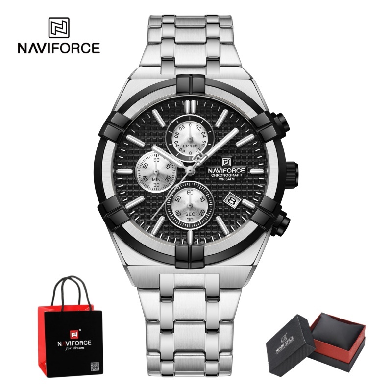 Luxury Watch Men - NAVIFORCE Herren Quarz-Chronograph-Uhr, wasserdicht, mit Leuchtzeigern,