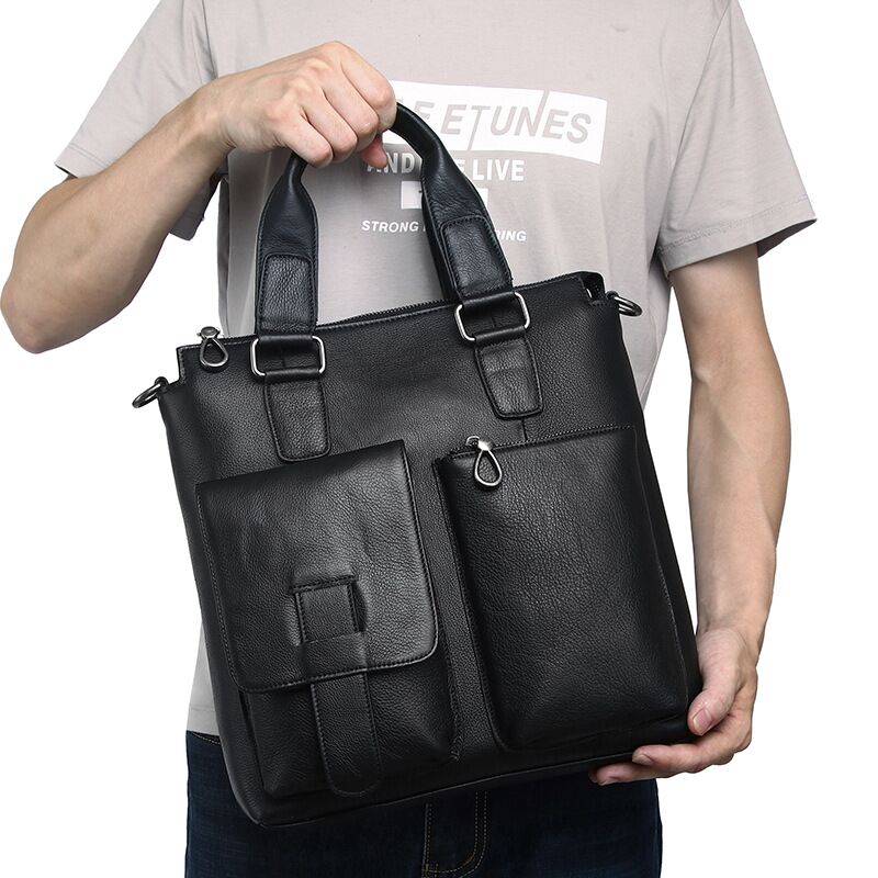 Leather Briefcase - Männer Vertikale Handtasche Männlichen Echtem Leder
