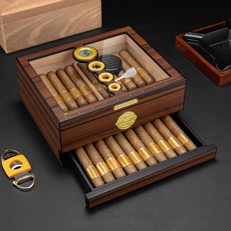 Luxury Gift Set - Luxuriöse Zigarren-Humidor-Box aus Holz, handgefertigtes Aufbewahrungsetui