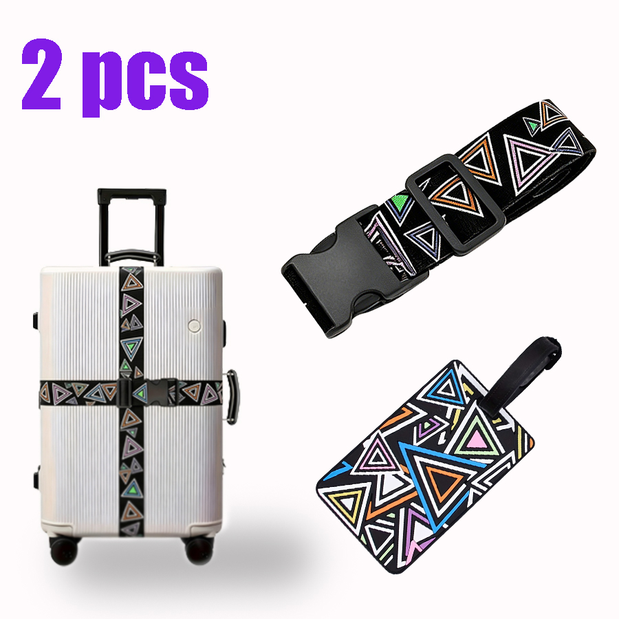 Travel Luggage Set - 2-teiliges Set Gepäckgurte mit bunten Dreiecksdrucken