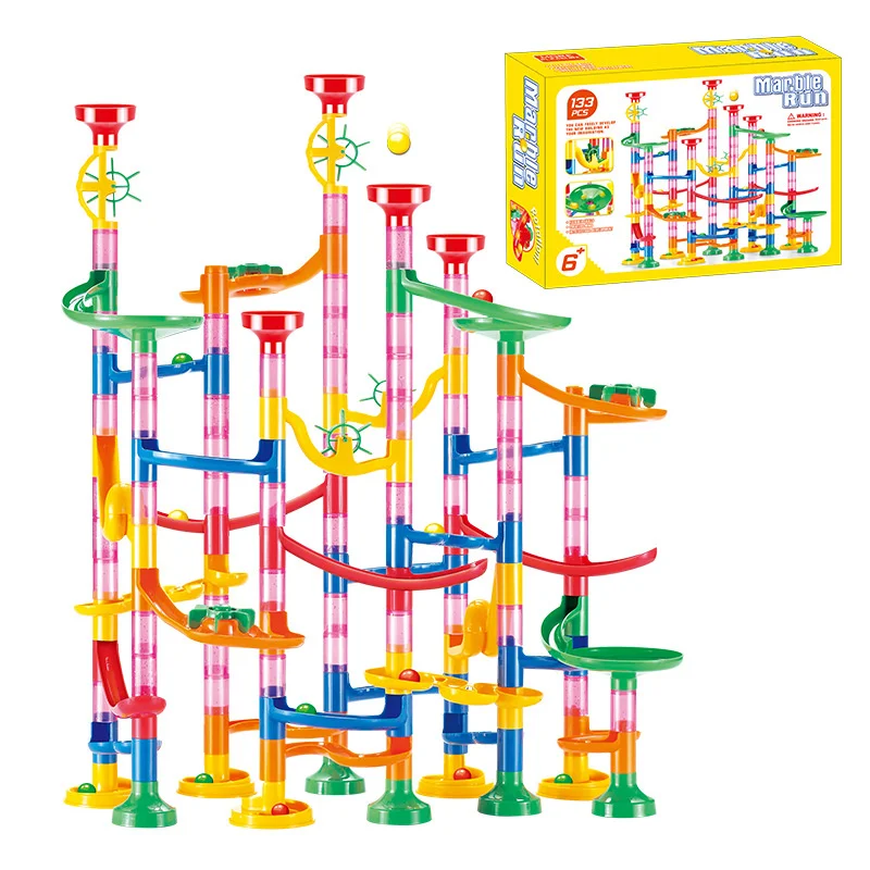 Marble Coaster Set - 50-142-teiliges 3D-Labyrinth-Kugelbahn-Spielzeug, DIY-Murmelbahn-Set, Weihnachtsgeschenk, Murmelbahn-Rennstrecke, Bausteine,