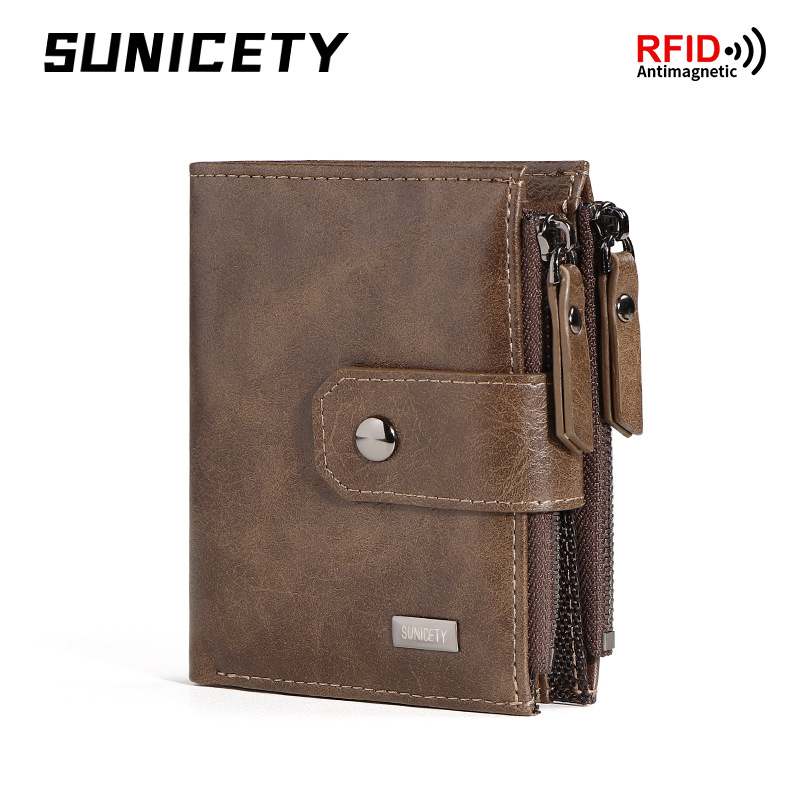 Leather Wallet Men - Anti-TheftCross-Border Business Leder Slim Short Wallet