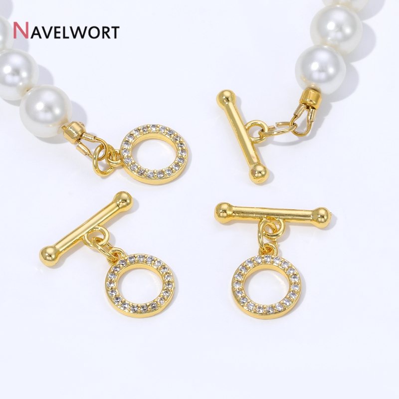 Gold Plated Jewelry - 18K Vergoldete Messing-Zirkon-OT-Verschlüsse, Knebelverschlüsse für DIY