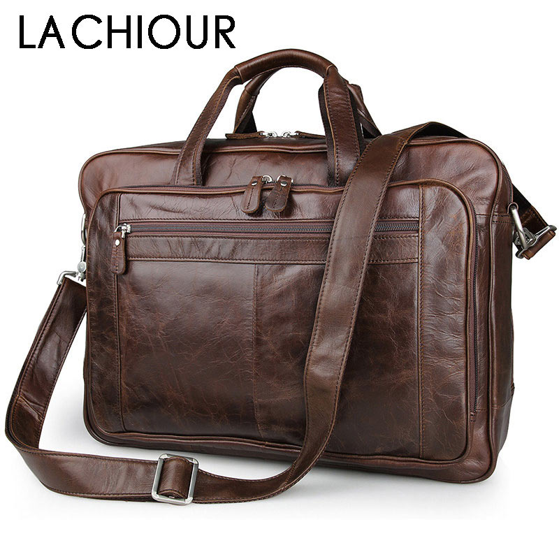 Leather Briefcase - LACHIOUR Echtem Leder Männer Tasche Vintage