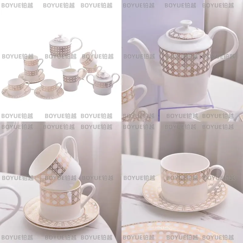 Luxury Gift Set - Luxuriöses Bone China Kaffeetassen-Set im Schlichten
