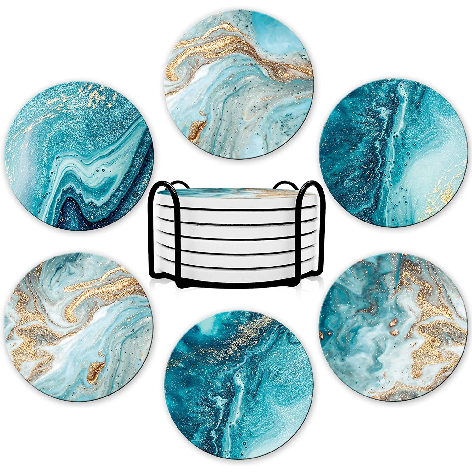 6-teiliges Getränkeuntersetzer – Marble Coaster Set Bewertung und Preis