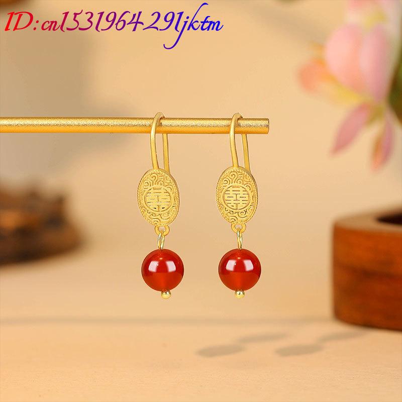 Natürliche rote Jade-Perlenohr – Gold Plated Jewelry Bewertung und Preis
