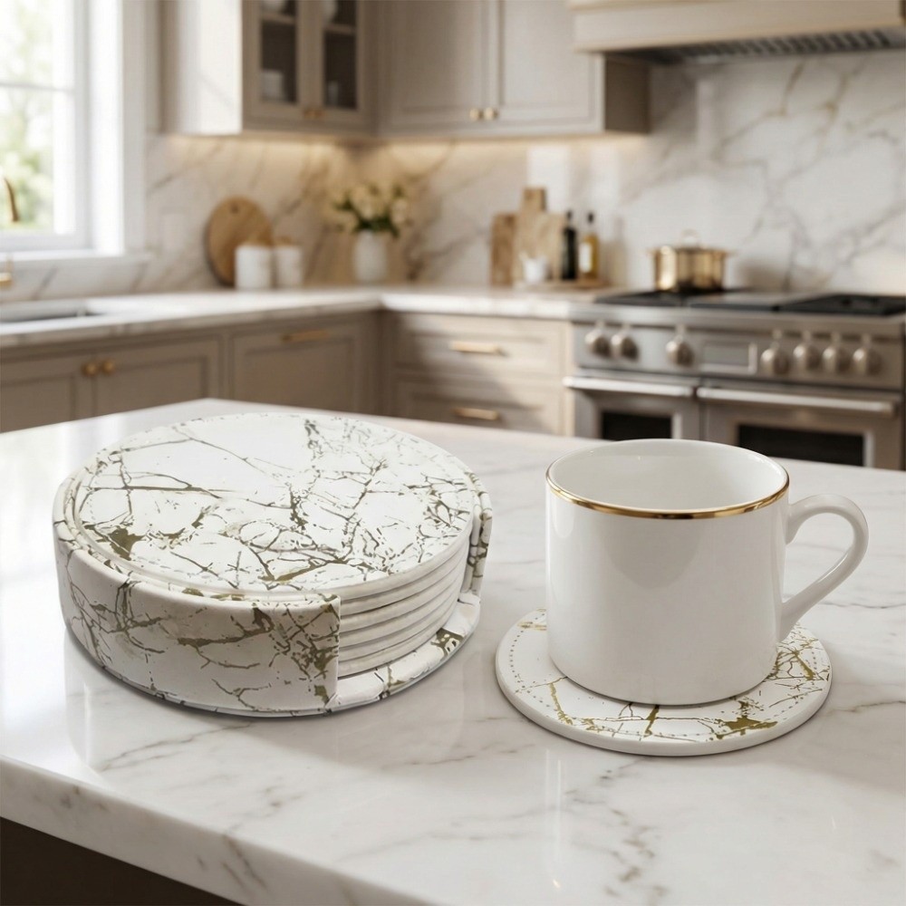 7-teiliges Untersetzer-Set aus – Marble Coaster Set Bewertung und Preis