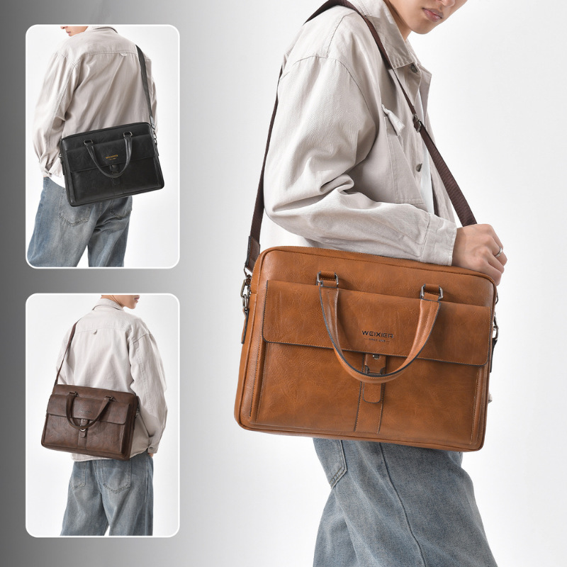 Vintage Dunkelbraune PU-Leder  – Leather Briefcase Bewertung und Preis