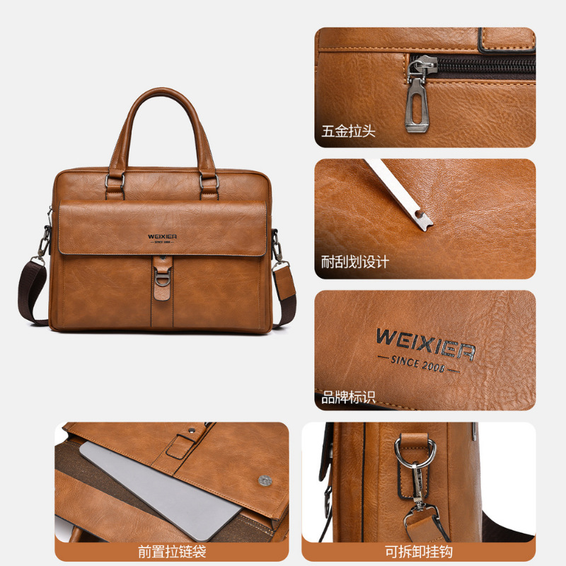 Vintage Dunkelbraune PU-Leder  – Leather Briefcase Bewertung und Preis